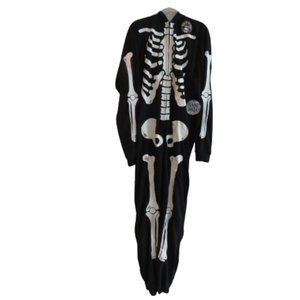 FUNZIE ONEZIE Black Glow in the Dark Skeleton Fleece Onesie - Size XL NWT